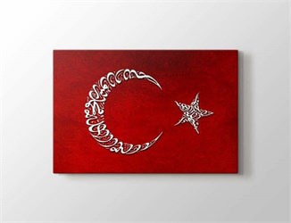 Hat Sanatlı Ay Yıldız Kanvas Tablo