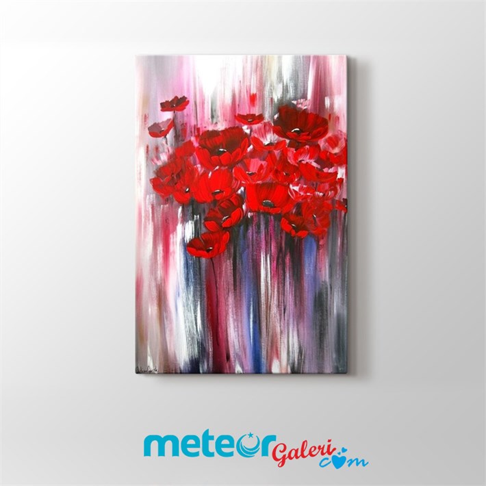 Kırmızı Çiçekli Kanvas Tablo