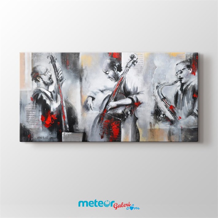 Kırmızı Siyah Müzisyen Kanvas Tablo