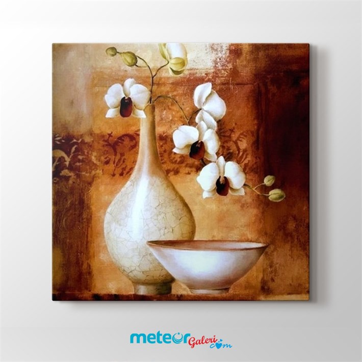 Dekoratif Vazoda Orkide Kanvas Tablo