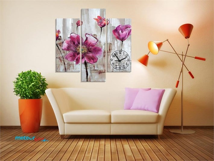 Pembe Mürdüm Renkli Gelincik Çiçekli Kanvas Tablo