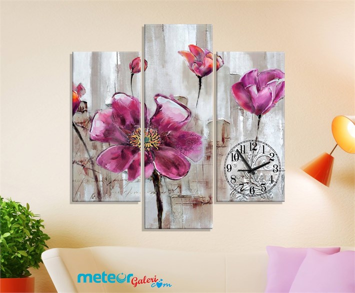 Sanatsal Çiçekli Kanvas Tablo