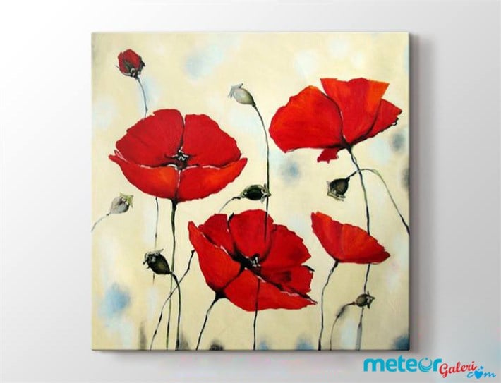 Kırmızı Gelincikli Kanvas Tablo