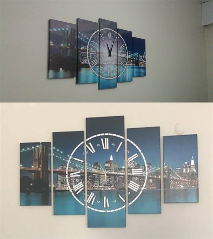 Brooklyn Londra Köprüsü Saatli Mavi Kanvas Tablo