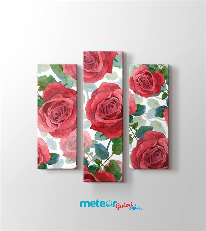 Painting Roses 3 Parça Kanvas Tablo