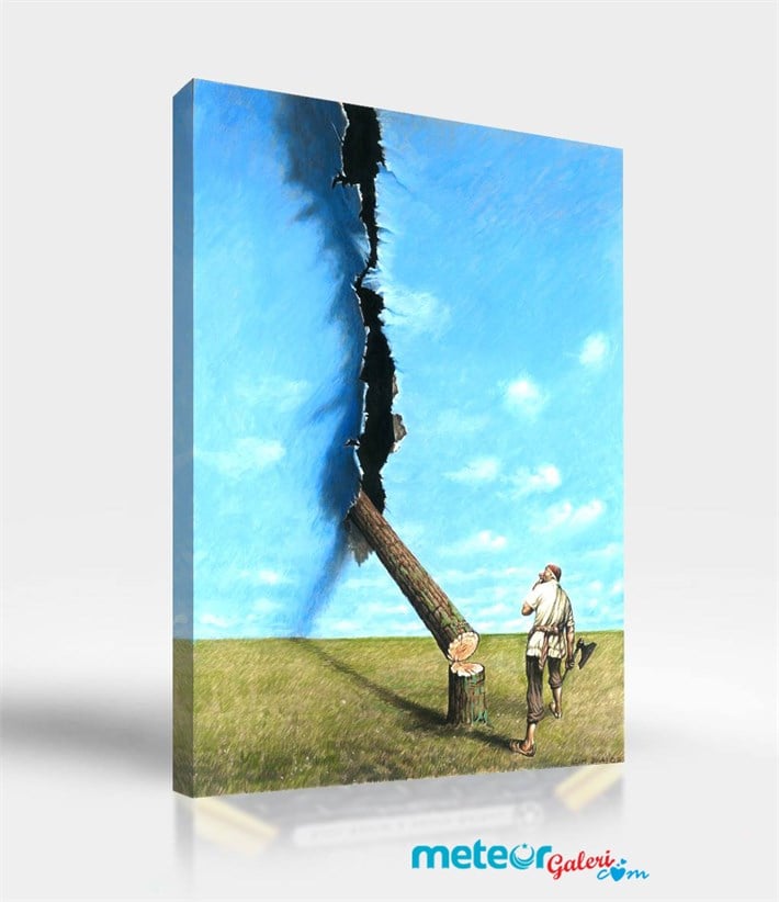 Manzara Yürüyen Adam Kanvas Tablo