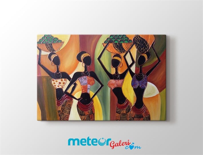 African Ladies Renkli Tek Parça Yatay Kanvas Tablo