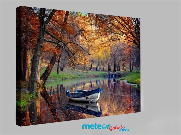 Sonbaharda Göl Kenarı Kanvas Tablo