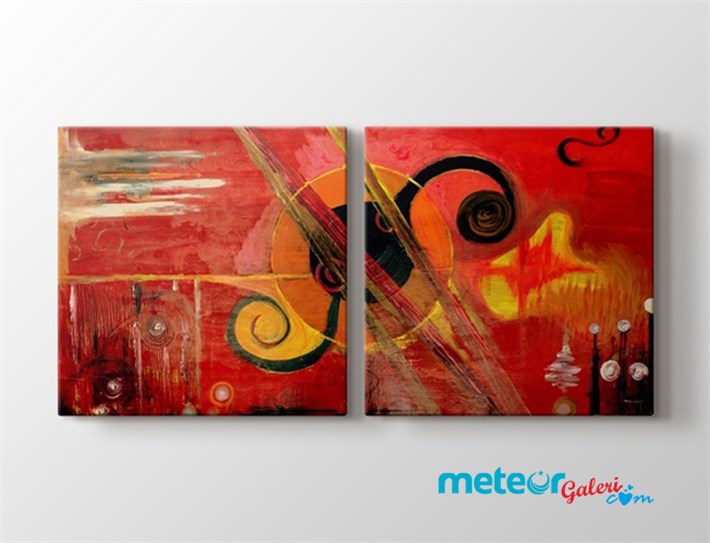 Kırmızı Renk Soyut Tasarım Kanvas Tablo