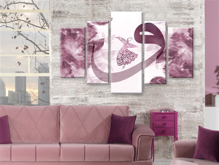 Açık Pembe Vav Semazen Dini Kanvas Tablo