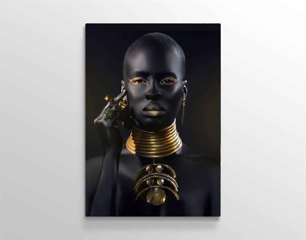 Afrikalı Altın Siyah Renkli  Kadın Tablosu