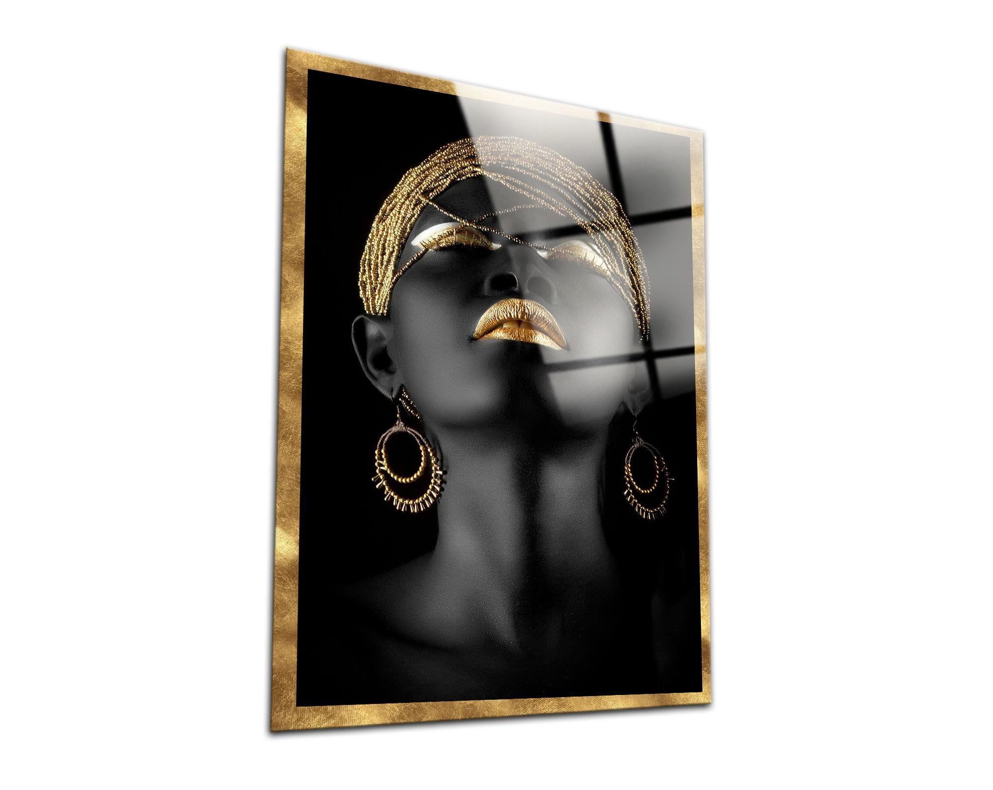 Afrikalı Kadın Dekoratif Cam Tablo