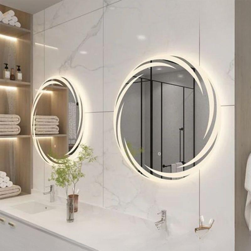 Akıllı Yuvarlak Dokunmatik LED Ayna, Aydınlatmalı Duvara Monte Banyo Aynası, Buğu Önleyici (İsteğe Bağlı/İhtiyaç Üzerine) ve Dimmer Dokunmatik Anahtarlı Ayna, Su Geçirmez Yuvarlak Aydınlatmalı Makyaj Aynası