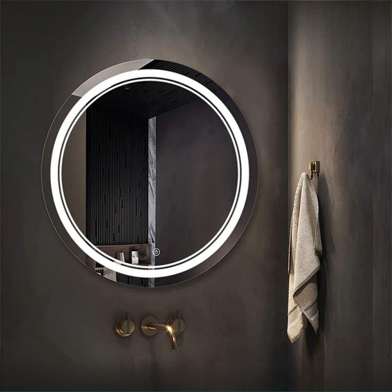 Akıllı Yuvarlak Dokunmatik LED Ayna, Aydınlatmalı Duvara Monte Banyo Aynası, Buğu Önleyici (İsteğe Bağlı/İhtiyaç Üzerine) ve Dimmer Dokunmatik Anahtarlı Ayna, Su Geçirmez Yuvarlak Aydınlatmalı Makyaj Aynası