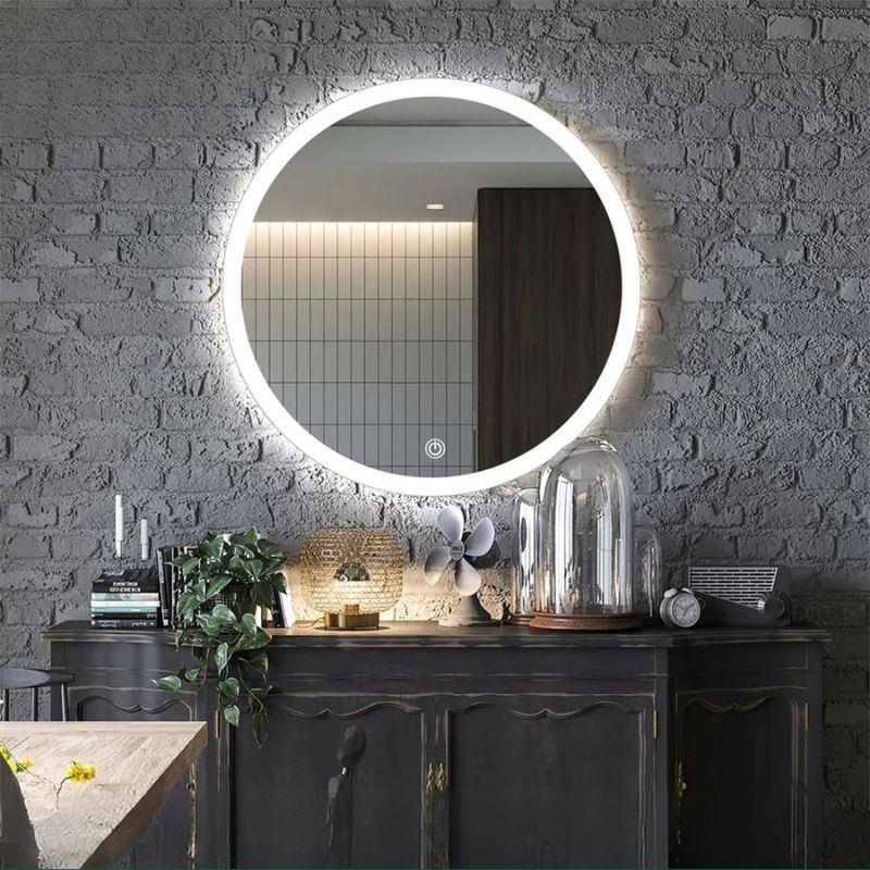 Akıllı Yuvarlak Dokunmatik LED Ayna, Aydınlatmalı Duvara Monte Banyo Aynası, Buğu Önleyici (İsteğe Bağlı/İhtiyaç Halinde) ve Dimmer Dokunmatik Anahtarlı Ayna, Su Geçirmez Yuvarlak Aydınlatmalı Makyaj Aynası
