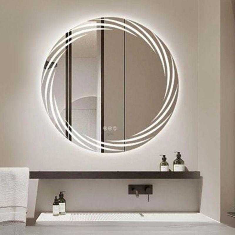 Akıllı Yuvarlak Dokunmatik LED Ayna, Aydınlatmalı Duvara Monte Banyo Aynası, Buğu Önleyici (İsteğe Bağlı/İhtiyaç Halinde) ve Dimmer Dokunmatik Anahtarlı Ayna, Su Geçirmez Yuvarlak Aydınlatmalı Makyaj Aynası