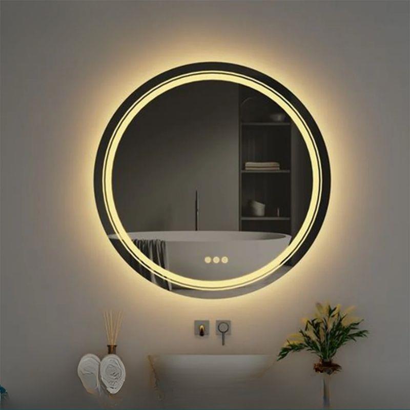 Akıllı Yuvarlak Dokunmatik LED Ayna, Aydınlatmalı Duvara Monte Banyo Aynası, Buğu Önleyici (İsteğe Bağlı/İhtiyaç Halinde) ve Dimmer Dokunmatik Anahtarlı Ayna, Su Geçirmez Yuvarlak Aydınlatmalı Makyaj Aynası