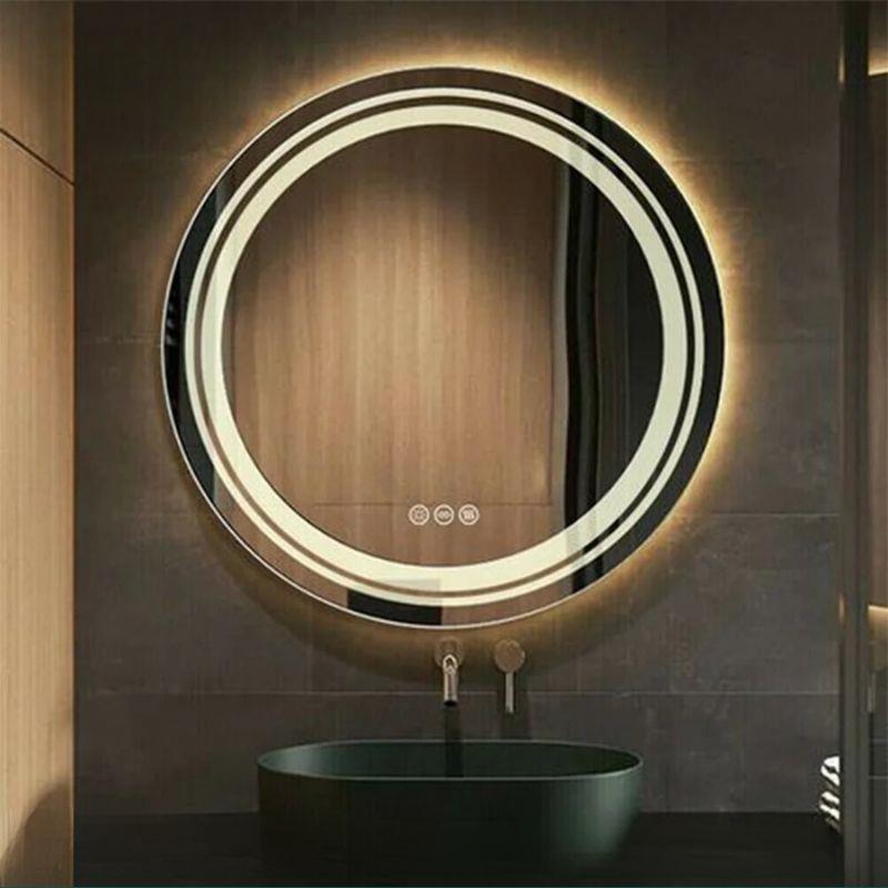 Akıllı Yuvarlak Dokunmatik LED Ayna, Aydınlatmalı Duvara Monte Banyo Aynası, Buğu Önleyici (İsteğe Bağlı/İhtiyaç Halinde) ve Dimmer Dokunmatik Anahtarlı Ayna, Su Geçirmez Yuvarlak Aydınlatmalı Makyaj Aynası