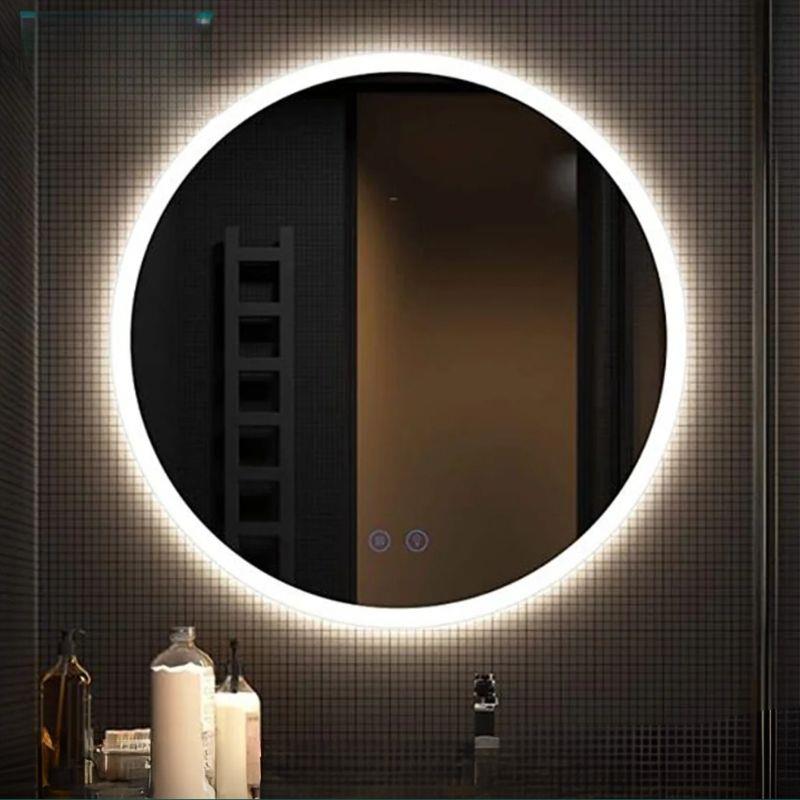 Akıllı Yuvarlak Dokunmatik LED Ayna, Aydınlatmalı Duvara Monte Banyo Aynası, Buğu Önleyici (İsteğe Bağlı/İhtiyaç Halinde) ve Dimmer Dokunmatik Anahtarlı Ayna, Su Geçirmez Yuvarlak Aydınlatmalı Makyaj Aynası