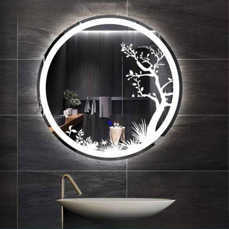 Akıllı Yuvarlak Dokunmatik LED Ayna, Aydınlatmalı Duvara Monte Banyo Aynası, Buğu Önleyici (İsteğe Bağlı/İhtiyaç Halinde) ve Dimmer Dokunmatik Anahtarlı Ayna, Su Geçirmez Yuvarlak Aydınlatmalı Makyaj Aynası