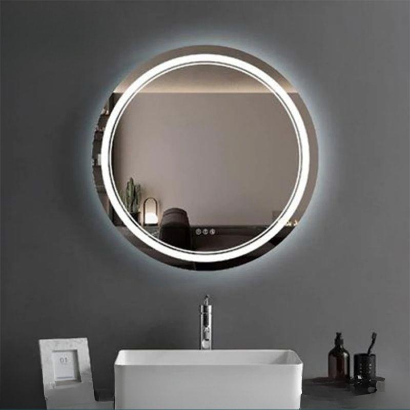 Akıllı Yuvarlak Dokunmatik LED Ayna, Aydınlatmalı Duvara Monte Banyo Aynası, Buğu Önleyici (İsteğe Bağlı/İhtiyaç Halinde) ve Dimmer Dokunmatik Anahtarlı Ayna, Su Geçirmez Yuvarlak Aydınlatmalı Makyaj Aynası