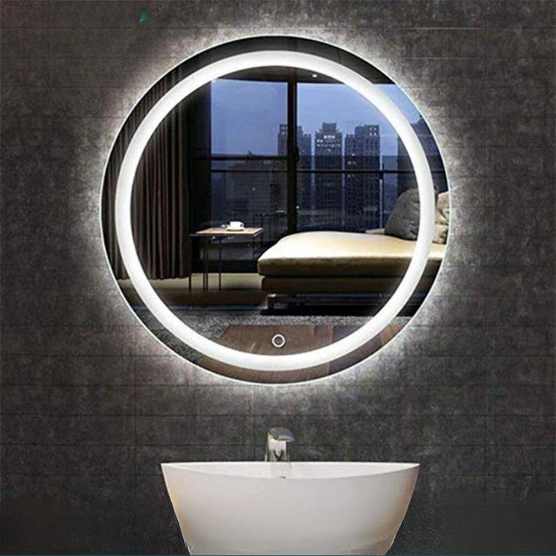Akıllı Yuvarlak Dokunmatik LED Ayna, Aydınlatmalı Duvara Monte Banyo Aynası, Buğu Önleyici (İsteğe Bağlı/İhtiyaç Halinde) ve Dimmer Dokunmatik Anahtarlı Ayna, Su Geçirmez Yuvarlak Aydınlatmalı Makyaj Aynası