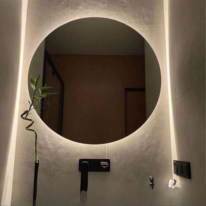Akıllı Yuvarlak Dokunmatik LED Ayna, Aydınlatmalı Duvara Monte Banyo Aynası, Buğu Önleyici (İsteğe Bağlı/İhtiyaç Halinde) ve Dimmer Dokunmatik Anahtarlı Ayna, Su Geçirmez Yuvarlak Aydınlatmalı Makyaj Aynası