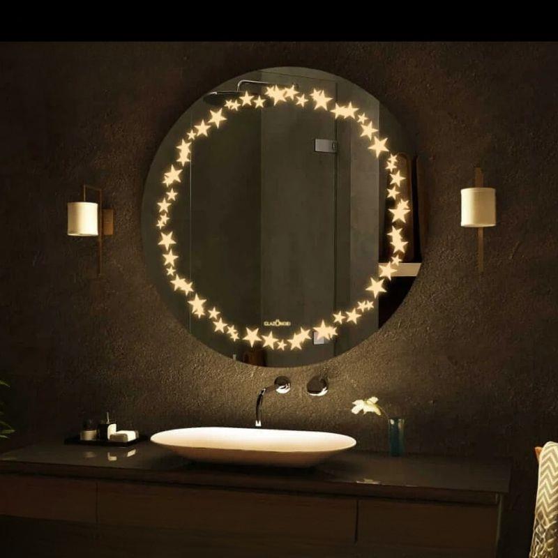 Akıllı Yuvarlak Dokunmatik LED Ayna, Aydınlatmalı Duvara Monte Banyo Aynası, Buğu Önleyici (İsteğe Bağlı/İhtiyaç Halinde) ve Dimmer Dokunmatik Anahtarlı Ayna, Su Geçirmez Yuvarlak Aydınlatmalı Makyaj Aynası