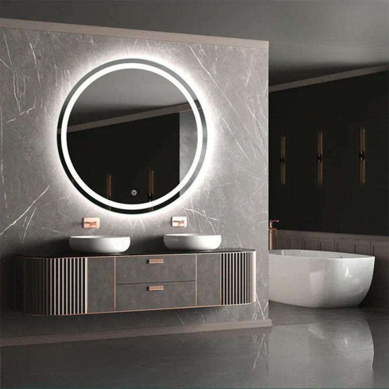 Akıllı Yuvarlak Dokunmatik LED Ayna, Aydınlatmalı Duvara Monte Banyo Aynası, Buğu Önleyici (İsteğe Bağlı/İhtiyaç Halinde) ve Dimmer Dokunmatik Anahtarlı Ayna, Su Geçirmez Yuvarlak Aydınlatmalı Makyaj Aynası