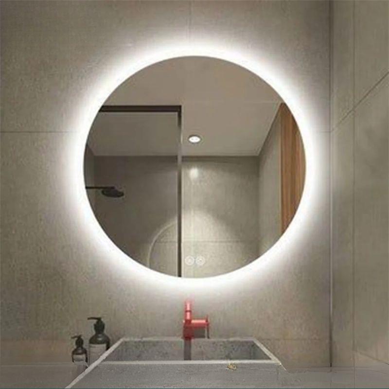 Akıllı Yuvarlak Dokunmatik LED Ayna, Aydınlatmalı Duvara Monte Banyo Aynası, Buğu Önleyici (İsteğe Bağlı/İhtiyaç Halinde) ve Dimmer Dokunmatik Anahtarlı Ayna, Su Geçirmez Yuvarlak Aydınlatmalı Makyaj Aynası