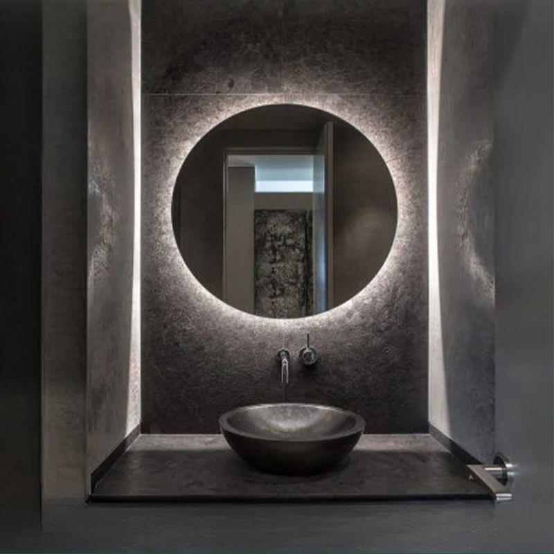 Akıllı Yuvarlak Dokunmatik LED Ayna, Aydınlatmalı Duvara Monte Banyo Aynası, Buğu Önleyici (İsteğe Bağlı/İhtiyaç Halinde) ve Dimmer Dokunmatik Anahtarlı Ayna, Su Geçirmez Yuvarlak Aydınlatmalı Makyaj Aynası