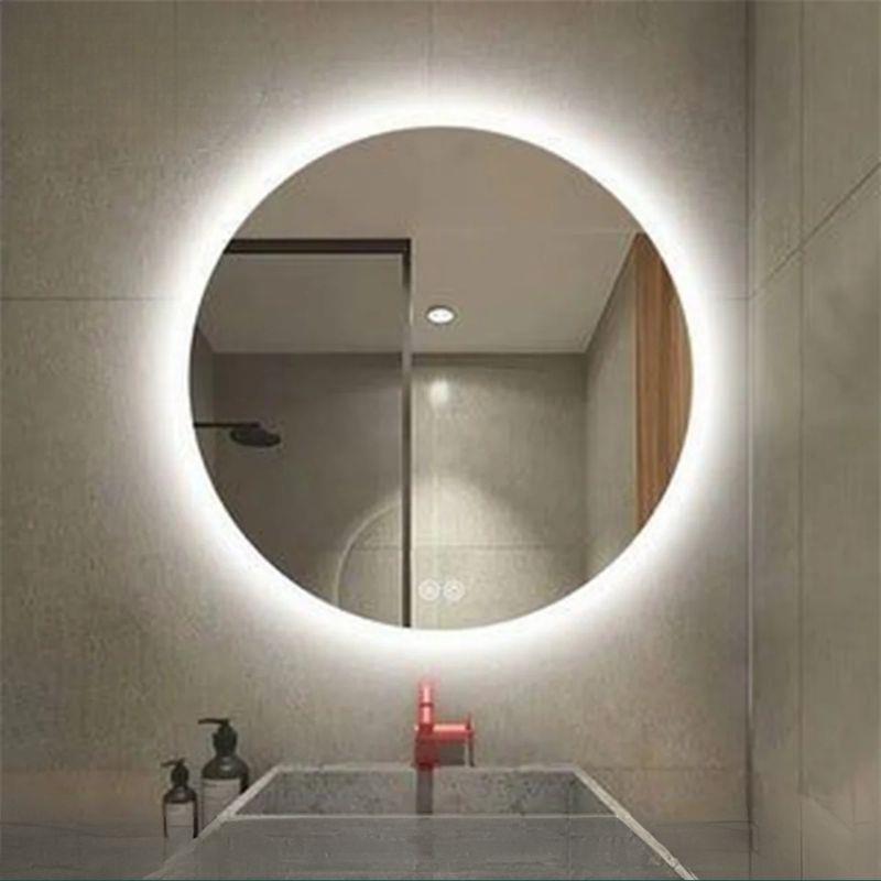 Akıllı Yuvarlak Dokunmatik LED Ayna, Aydınlatmalı Duvara Monte Banyo Aynası, Buğu Önleyici (İsteğe Bağlı/İhtiyaç Halinde) ve Dimmer Dokunmatik Anahtarlı Ayna, Su Geçirmez Yuvarlak Aydınlatmalı Makyaj Aynası