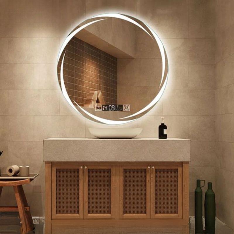 Akıllı Yuvarlak Dokunmatik LED Ayna, Aydınlatmalı Duvara Monte Banyo Aynası, Buğu Önleyici (İsteğe Bağlı/İhtiyaç Halinde) ve Dimmer Dokunmatik Anahtarlı Ayna, Su Geçirmez Yuvarlak Aydınlatmalı Makyaj Aynası