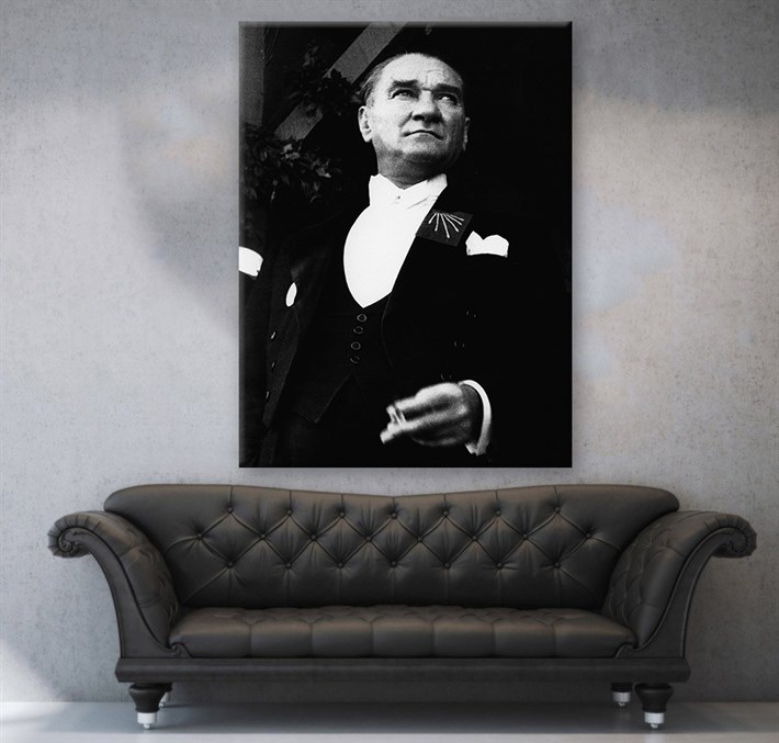 Atatürk Siyah Beyaz Kanvas Tablo