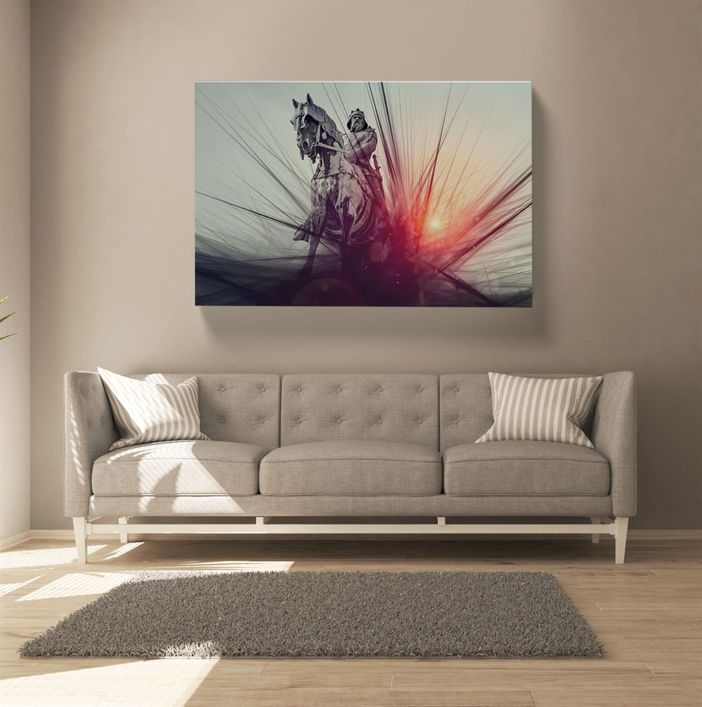 Atlı Savaşcı Renkli Kanvas Tablo