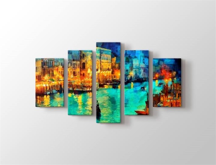 Venezia Sanatsal Tablo 5 Parçalı Kanvas Tablo