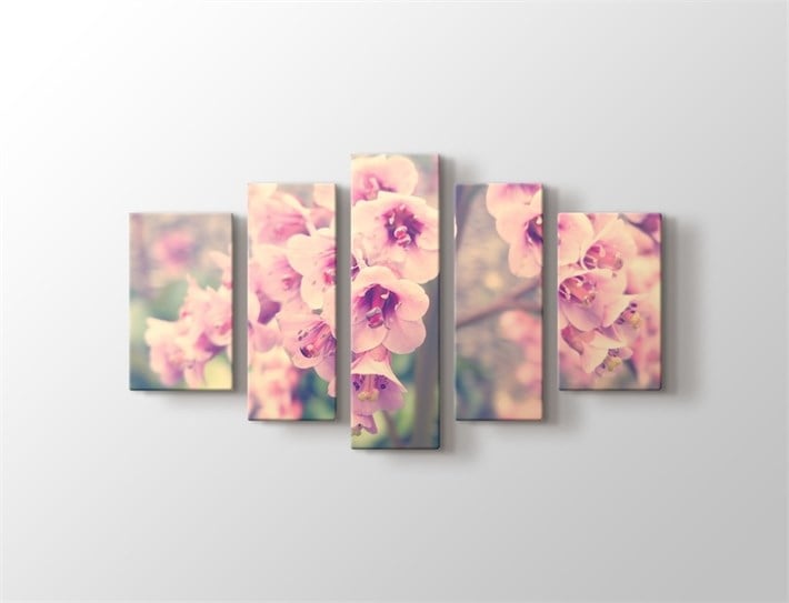 Çiçekli 5 Parça Kanvas Tablo