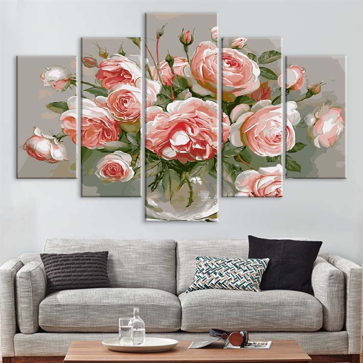 Çiçekli Pembe Güller Kanvas Tablo