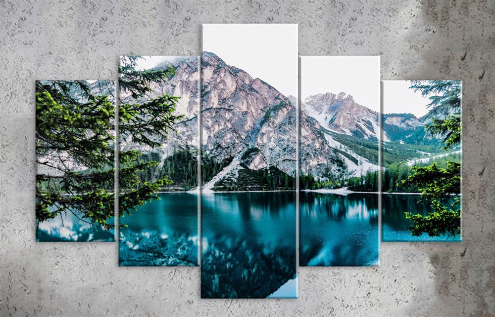 Dağ Ve Göl Manzaralı Kanvas Tablo