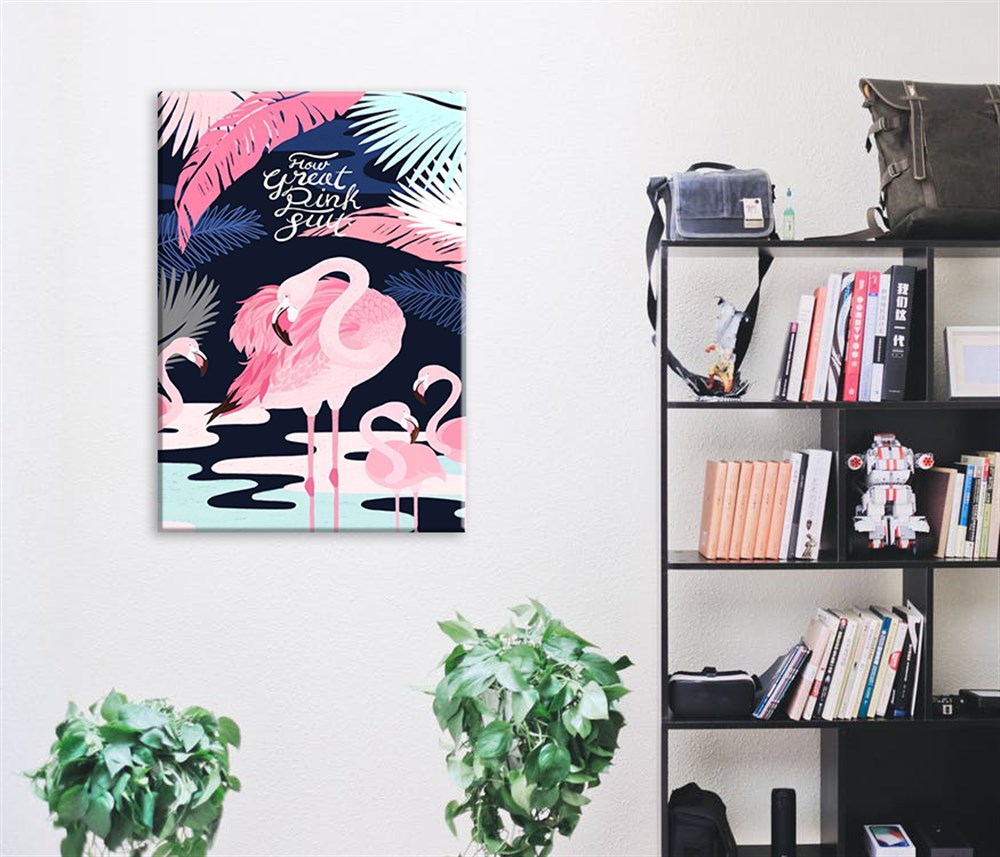 Flamingo Hoş Dekoratif Kanvas Tablo