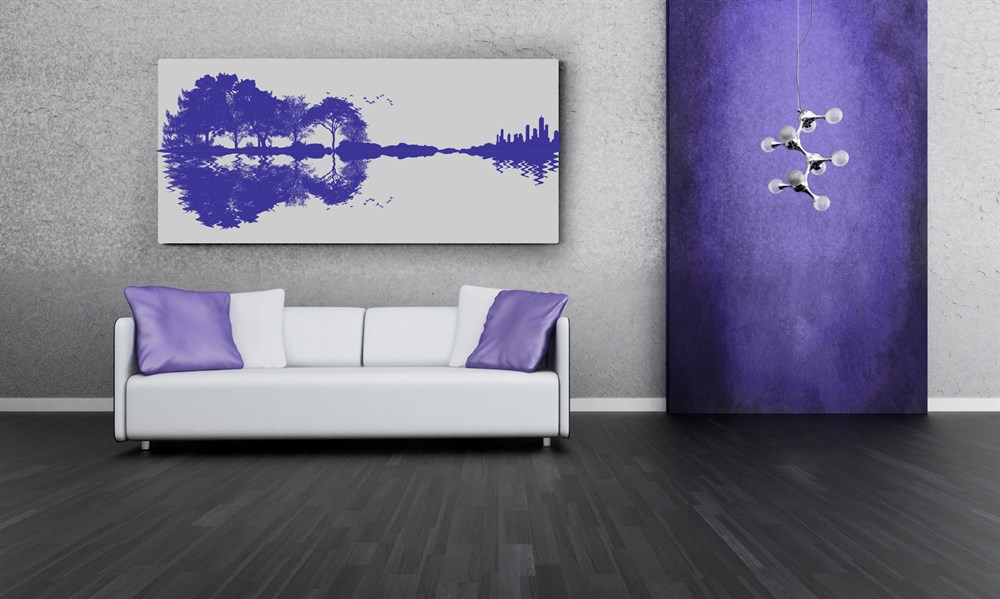 Gitar Slüetli Kanvas Tablo