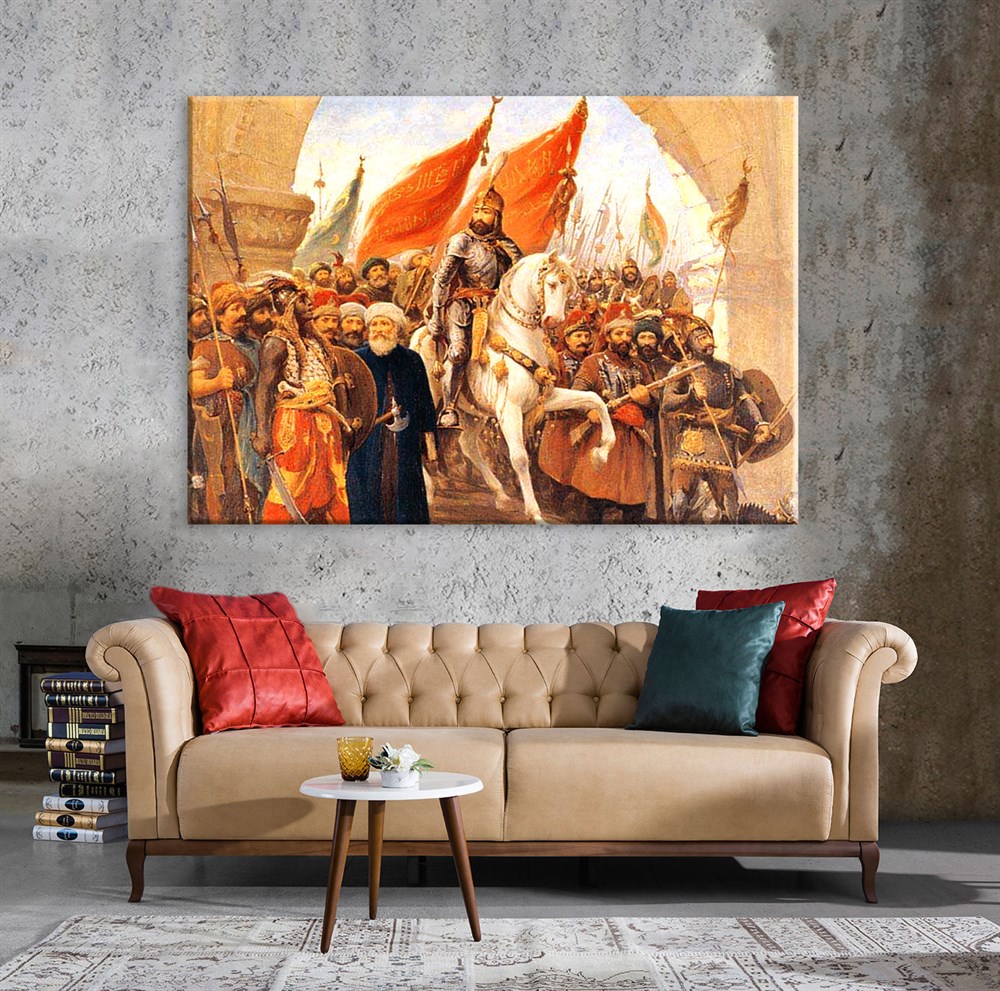 İstabulun Fethi Fatih Fultan Mehmet 1453 Tek Parça Kanvas Tablo