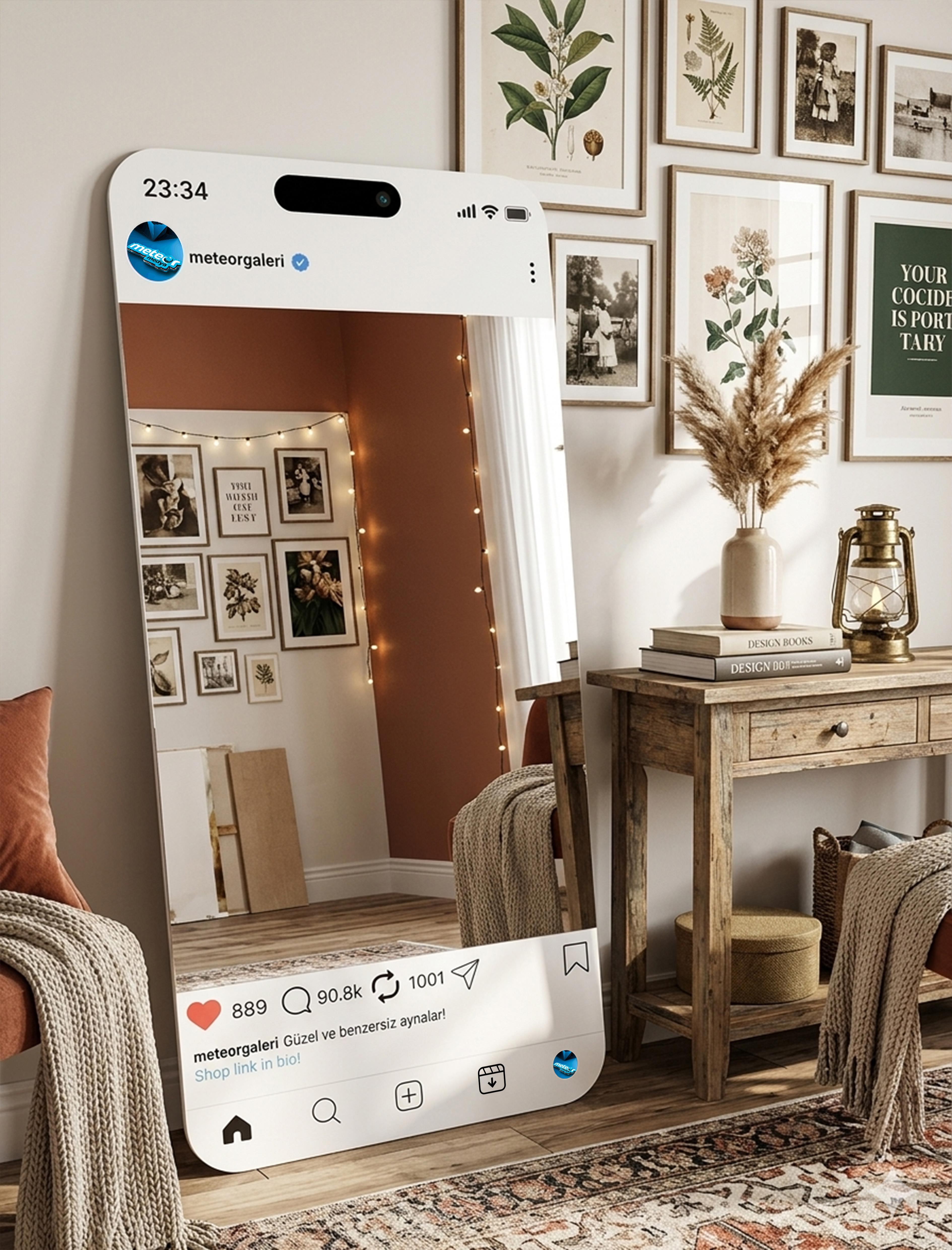 Kişiye Özel Instagram Tasarımlı Duvar Aynası – İsimli ve Fotoğraflı Ayna