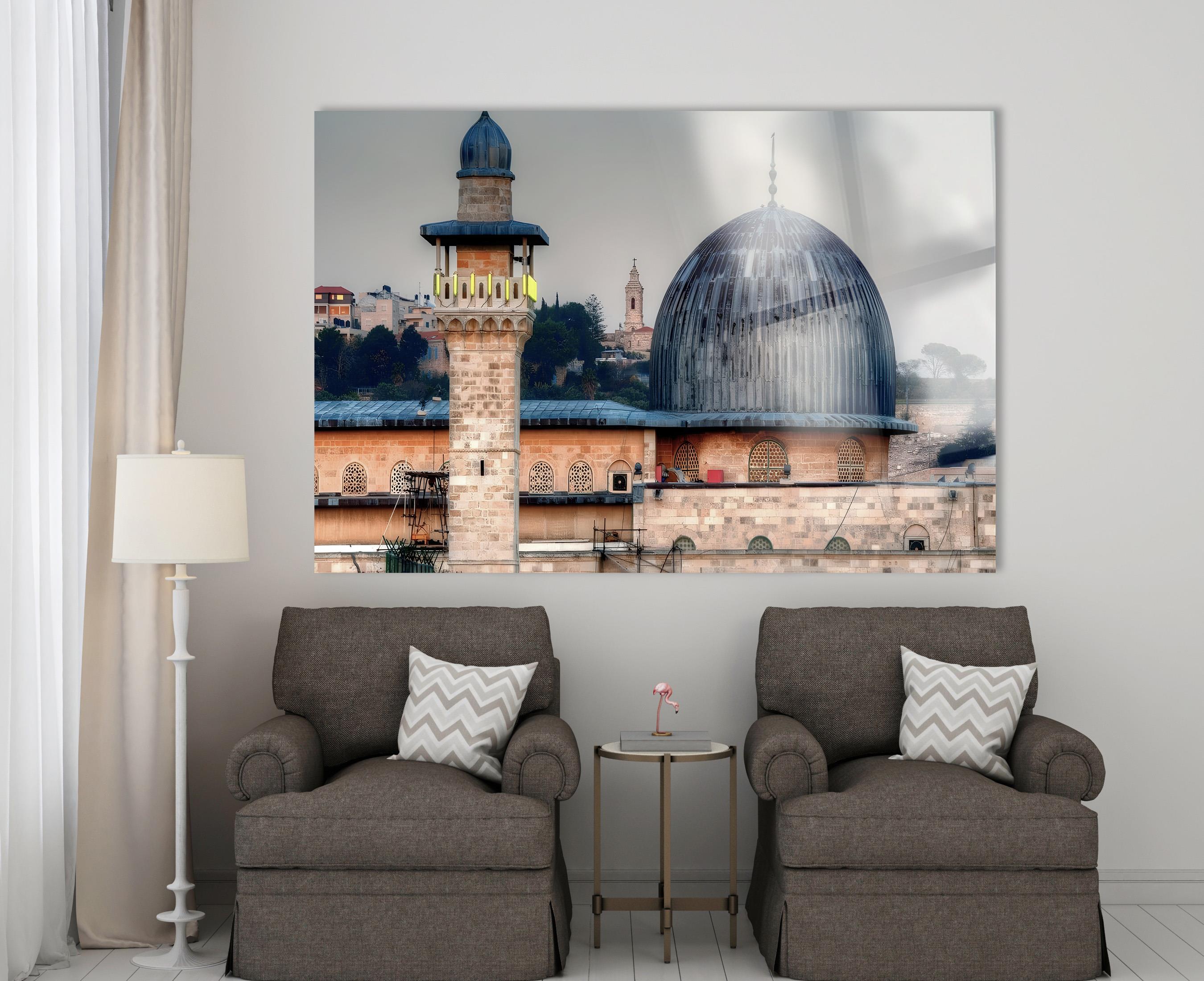Kubbe ve Minare Temalı Yatay Temperli Cam Tablo | Mimari & Şehir Duvar Dekoru