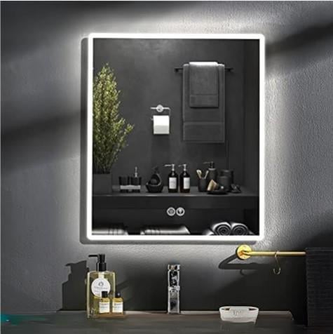 LED Dikdörtgen Banyo Aynası, Ön ve Arka Aydınlatmalı Makyaj Aynası, Ev Dekorasyonu, Kısılabilir Dokunmatik Düğme ve Buğu Önleyici (İsteğe Bağlı/İsteğe Bağlı) Fonksiyonlu Makyaj Aynası, Duvara Monte Akıllı Tıraş Aynası, Çoklu Işık Seçeneği