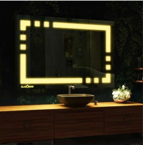 LED Dikdörtgen Banyo Aynası, Ön ve Arka Aydınlatmalı Makyaj Aynası, Ev Dekorasyonu, Kısılabilir Dokunmatik Düğme ve Buğu Önleyici (İsteğe Bağlı/İsteğe Bağlı) Fonksiyonlu Makyaj Aynası, Duvara Monte Akıllı Tıraş Aynası, Çoklu Işık Seçeneği