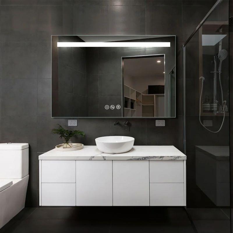 LED Dikdörtgen Banyo Aynası, Ön ve Arka Aydınlatmalı Makyaj Aynası, Ev Dekorasyonu, Kısılabilir Dokunmatik Düğme ve Buğu Önleyici (İsteğe Bağlı/İsteğe Bağlı) Fonksiyonlu Makyaj Aynası, Duvara Monte Akıllı Tıraş Aynası, Çoklu Işık Seçeneği