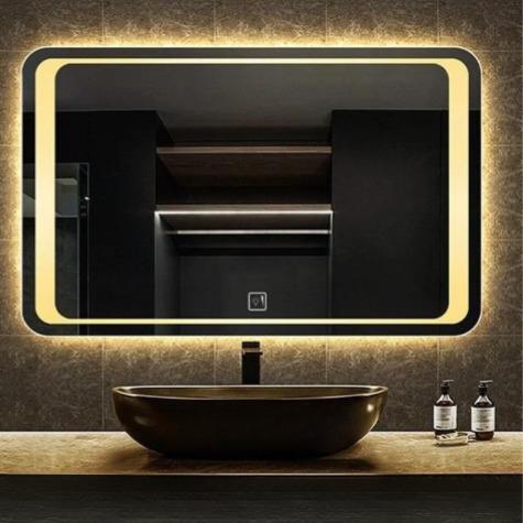 LED Dikdörtgen Banyo Aynası, Ön ve Arka Aydınlatmalı Makyaj Aynası, Ev Dekorasyonu, Kısılabilir Dokunmatik Düğme ve Buğu Önleyici (İsteğe Bağlı/İsteğe Bağlı) Fonksiyonlu Makyaj Aynası, Duvara Monte Akıllı Tıraş Aynası, Çoklu Işık Seçeneği