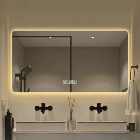 LED Dikdörtgen Banyo Aynası, Ön ve Arka Aydınlatmalı Makyaj Aynası, Ev Dekorasyonu, Kısılabilir Dokunmatik Düğme ve Buğu Önleyici (İsteğe Bağlı/İsteğe Bağlı) Fonksiyonlu Makyaj Aynası, Duvara Monte Akıllı Tıraş Aynası, Çoklu Işık Seçeneği