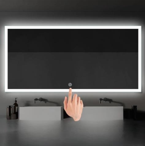 LED Dikdörtgen Banyo Aynası, Ön ve Arka Aydınlatmalı Makyaj Aynası, Ev Dekorasyonu, Kısılabilir Dokunmatik Düğme ve Buğu Önleyici (İsteğe Bağlı/İsteğe Bağlı) Fonksiyonlu Makyaj Aynası, Duvara Monte Akıllı Tıraş Aynası, Çoklu Işık Seçeneği